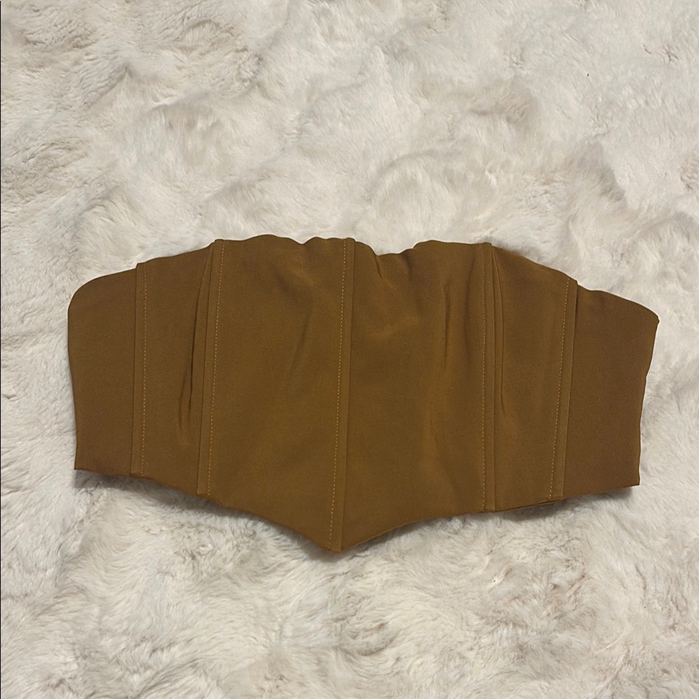 Brown Strapless Crop Top